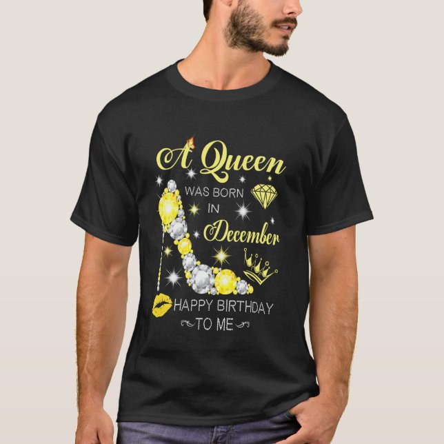 A Queen Was Born In December Glitter Diamond Shoes T-Shirt (Front)