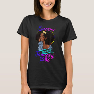 A Queen Was Born In January 1983  40th Birthday T-Shirt