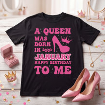 A Queen Was Born in January Pink Birthday Girl