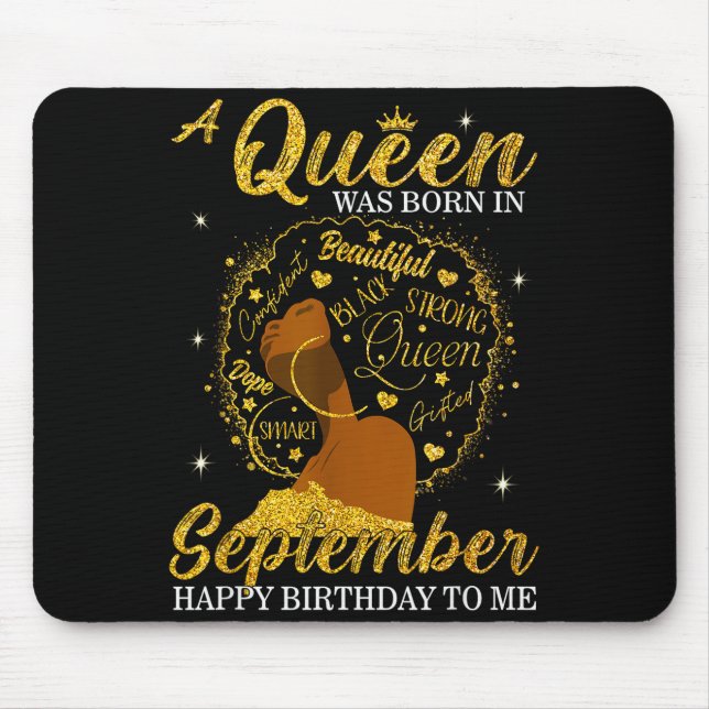A Queen Was Born In September Birthday Afro Girl B Mouse Mat (Front)
