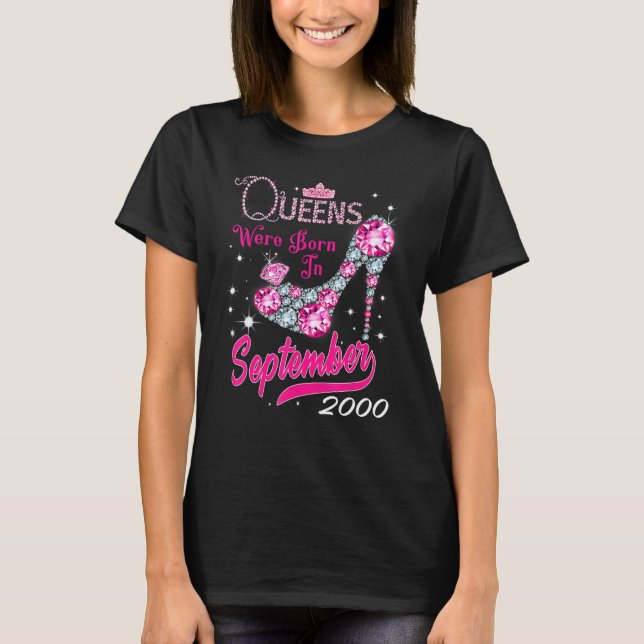 A Queen Were Born In September 2000 Happy 22nd Bir T-Shirt (Front)