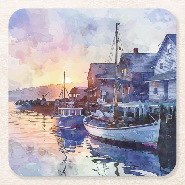A Quiet Harbour Square Paper Coaster (Front)