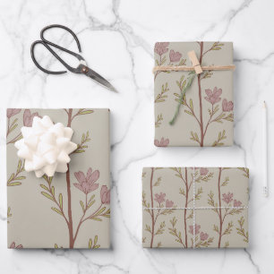 A Quiet Journey Botanical Silhouettes - warm beige Wrapping Paper Sheet
