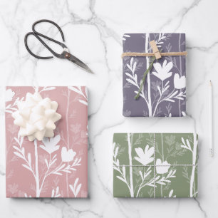 A Quiet Journey Minimal Botanical Silhouettes Wrapping Paper Sheet