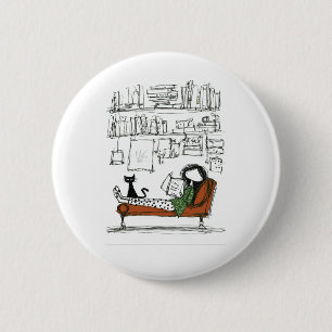A Quiet Reading Afternoon Hand-Drawn Book Lover 6 Cm Round Badge