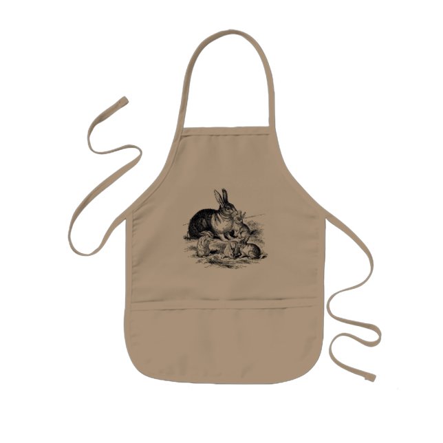 A rabbit family - vintage illustration apron (Front)