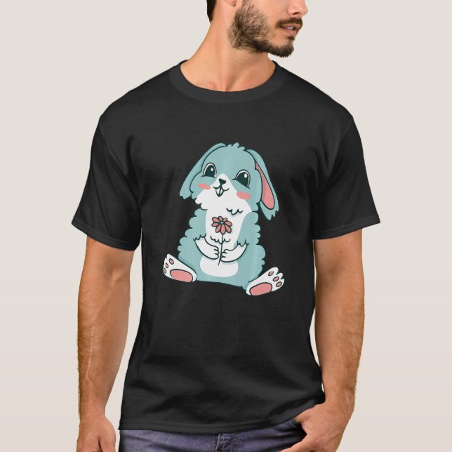 A rabbit with floppy ears in watercolour with a fl T-Shirt (Front)