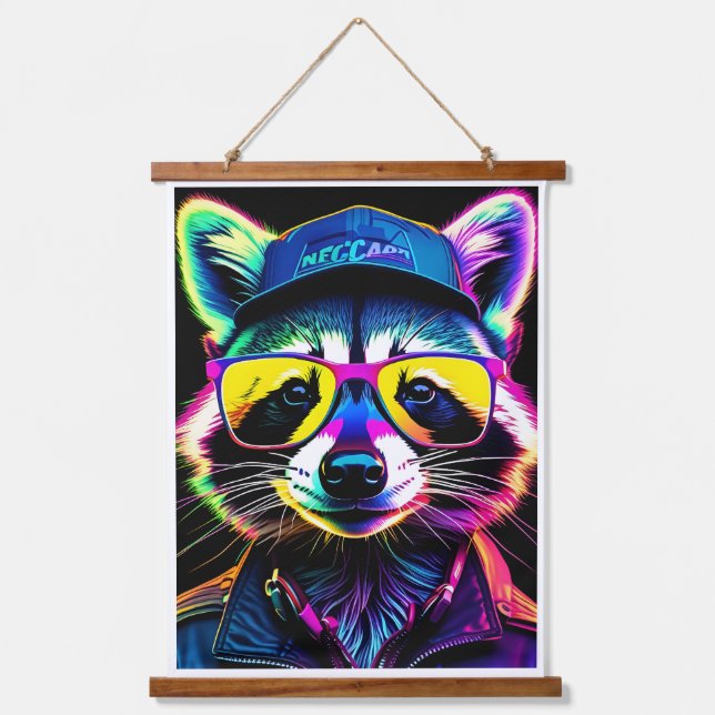 A racoon in glasses hanging tapestry (Front)