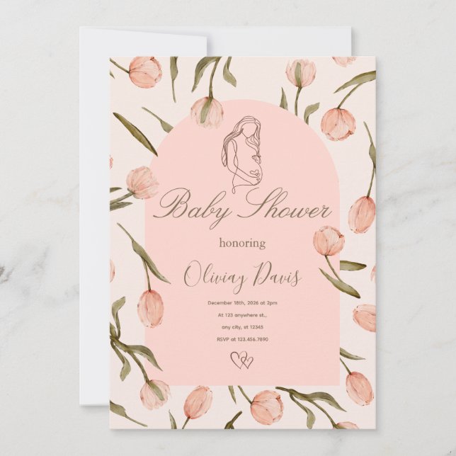 A radiant and delicate 'Baby Shower' invitation  (Front)