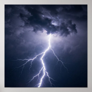 A Radiant Lightning Discharge Illuminating Dark St Poster