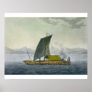 A raft leaving the port of Guayaquil, Ecuador, fro Poster