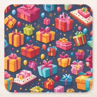 A rain of gifts square paper coaster