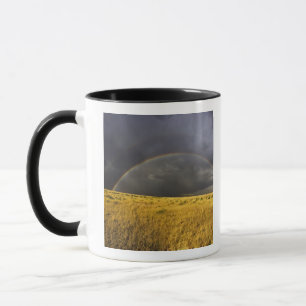 A rainbow appearing through a misty after noon mug