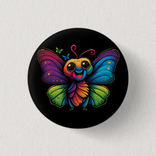 A rainbow-colored-butterfly 3 cm round badge
