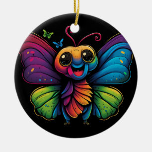 A rainbow-coloured-butterfly ceramic tree decoration