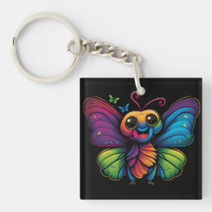 A rainbow-coloured-butterfly key ring