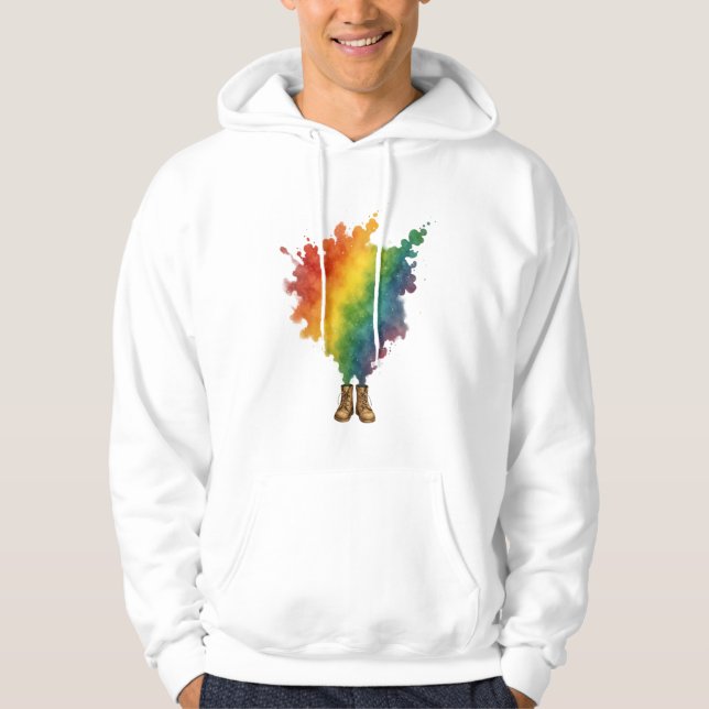 A rainbow in beige boots  hoodie (Front)