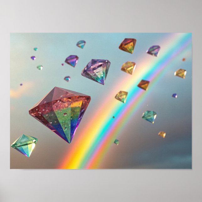 A Rainbow of Diamonds: Floating Jewels in the Sky Poster (Front)