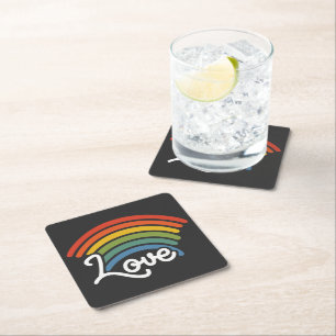 A Rainbow of Love Square Paper Coaster