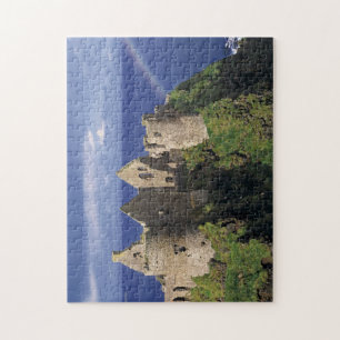 A rainbow strikes mediaeval Dunluce Castle Jigsaw Puzzle