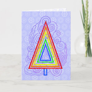 A Rainbow Swirly Christmas Tree Modern Abstract Holiday Card