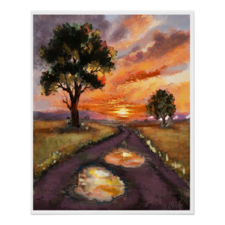 A rainy evening sunset. poster