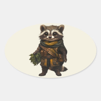 A Rascally Racoon Oval Sticker