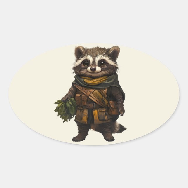 A Rascally Racoon Oval Sticker (Front)