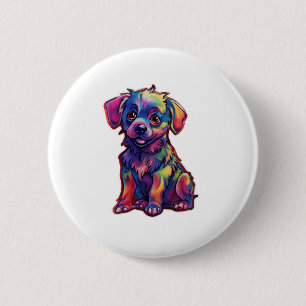 A ray of joy the Fluorescent Shining Dog   6 Cm Round Badge