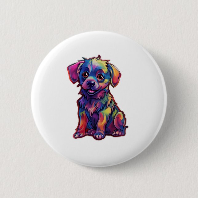 A ray of joy the Fluorescent Shining Dog   6 Cm Round Badge (Front)