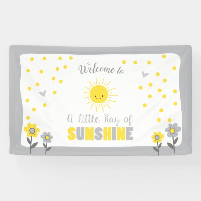 A Ray of Sunshine Baby Shower Backdrop Banner Sun (Horizontal)
