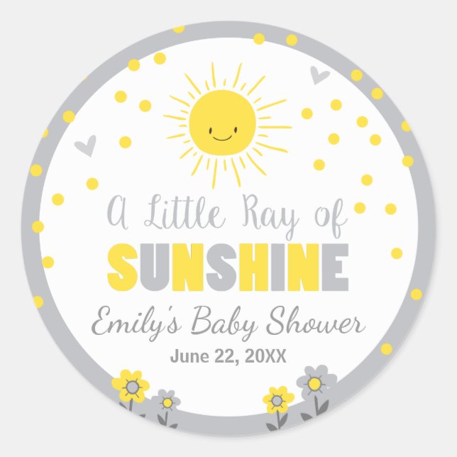 A Ray of Sunshine Baby Shower Envelope Seal Summer (Front)