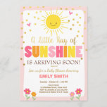 A Ray of Sunshine Baby Shower invitation Pink Girl<br><div class="desc">♥ A perfect way to invite your guests to your Baby shower! Sunshine Baby Shower theme for a girl. Pink,  yellow and orange.</div>