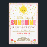 A Ray of Sunshine Baby Shower invitation Pink Girl<br><div class="desc">♥ A perfect way to invite your guests to your Baby shower! Sunshine Baby Shower theme for a girl. Pink,  yellow and orange.</div>