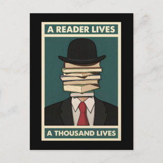 A Reader Lives a Thousand Lives Bibliophile Wisdom Postcard