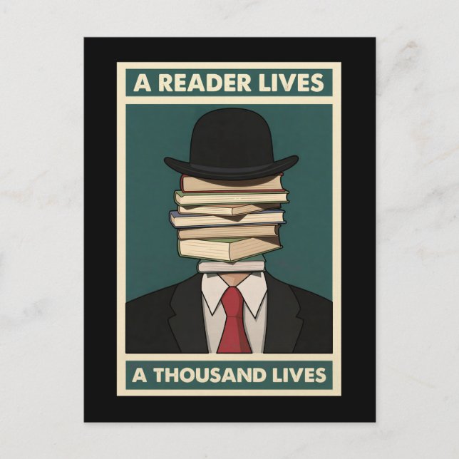 A Reader Lives a Thousand Lives Bibliophile Wisdom Postcard (Front)
