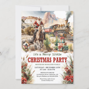 A real cowboy adventure western Santa riding Invitation