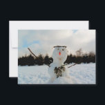 A real Snowman & a winter landscape photo Thank You Card<br><div class="desc">A real Snowman & a winter landscape with larch trees & snow ... </div>