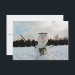 A real Snowman & a winter landscape photo Thank You Card<br><div class="desc">A real Snowman & a winter landscape with larch trees & snow ... </div>