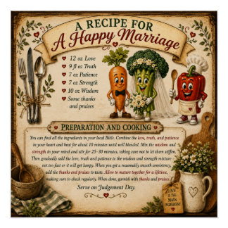 A Recipe for a Happy Marriage Christian Poster