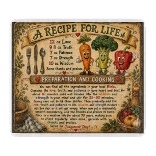 A Recipe for Life Funny Inspirational Glass Cutting Board