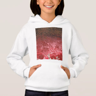 a red and black painting with a red background