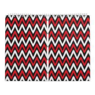 a red and black zigzag pattern on a white backgrou calendar