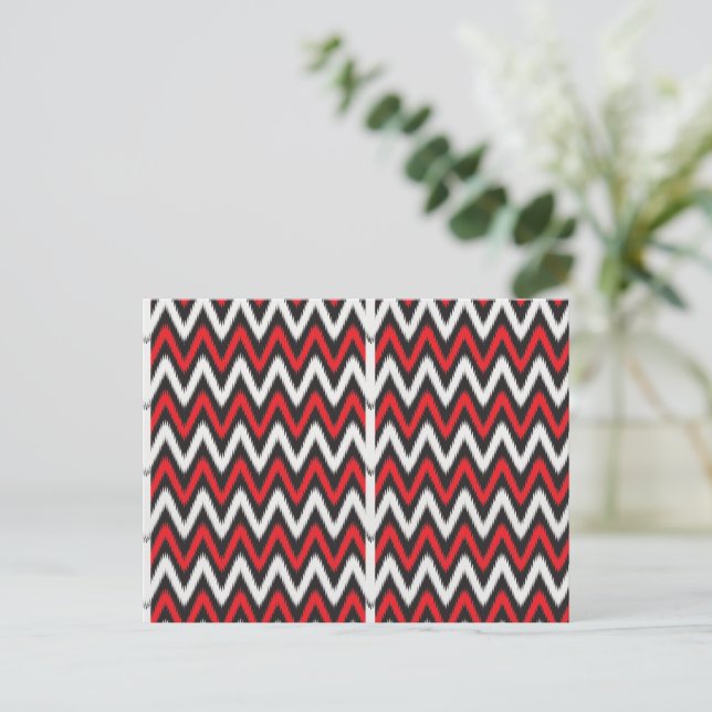 a red and black zigzag pattern on a white backgrou postcard (Standing Front)
