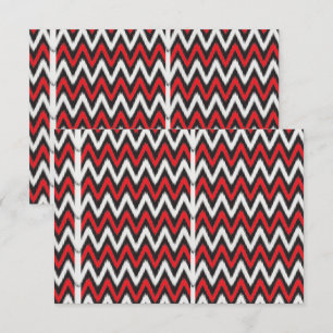 a red and black zigzag pattern on a white backgrou thank you card
