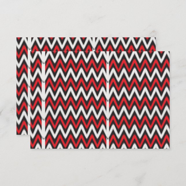 a red and black zigzag pattern on a white backgrou thank you card (Front/Back)