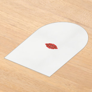 a red and brown design on a white background acrylic invitations