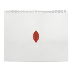 a red and brown design on a white background calendar