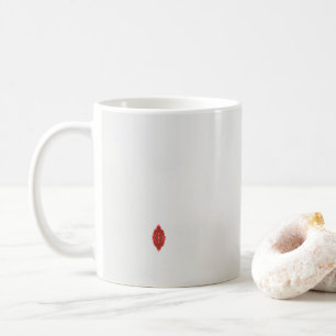 a red and brown design on a white background coffee mug