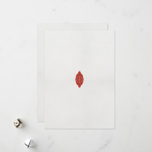 a red and brown design on a white background holiday card